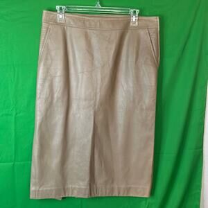 YSL Yves Saint Laurent Cream MIDI SKIRT LAMBSKIN Skirt Size 42 US size 10.